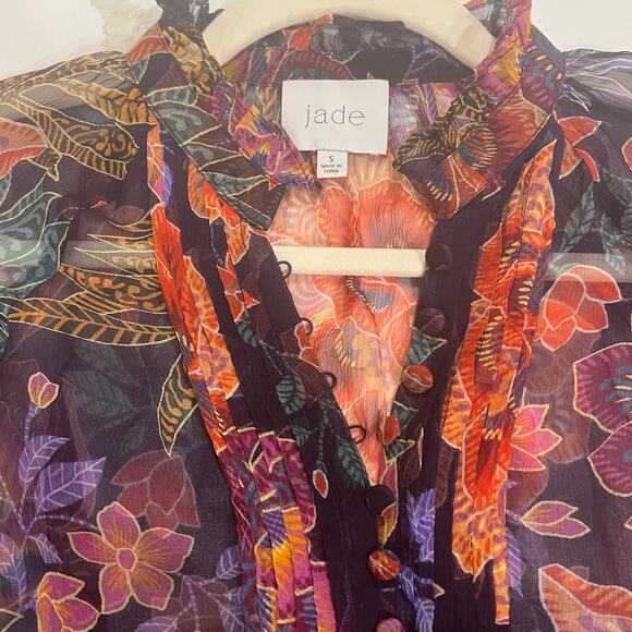 Johnny Was Octavia Blouse Etta’s Garden 100% silk Sheer Floral Small - Picture 7 of 14